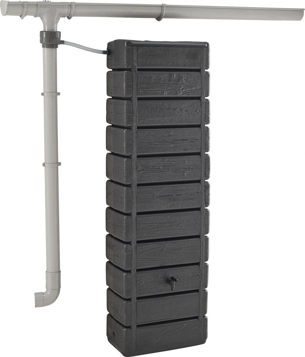 Regenton Muurtank, Grandval 300L, Antraciet Kunststof, Imitatiehout, Met Gootaansluitset Inbegrepen 6 Regenton Muurtank, Grandval 300L, Antraciet Kunststof, Imitatiehout, Met Gootaansluitset Inbegrepen - Afbeelding 6