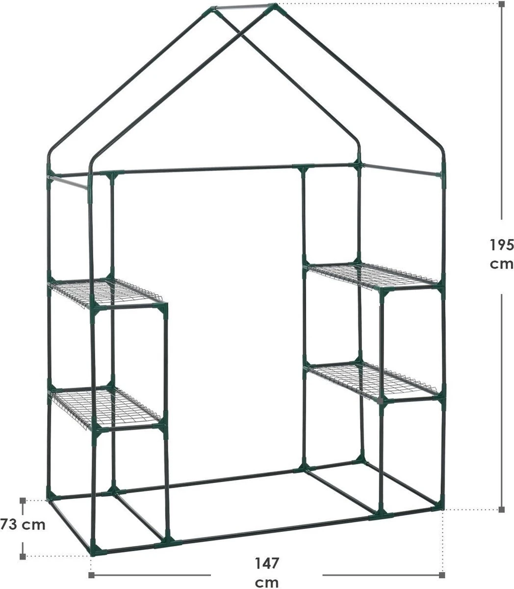 Broeikas / Tuinkas - 147 X 195 X 73 Cm - PVC Folie 7 Broeikas / Tuinkas - 147 X 195 X 73 Cm - PVC Folie - Afbeelding 7