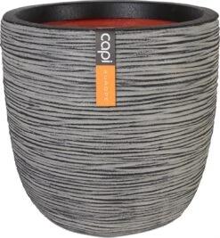 Capi Europe - Bloempot Bol Rib NL - 35x34 - Antraciet - Voor Binnen En Buiten - KOFZ932