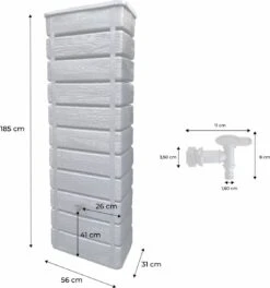 Regenton Muurtank, Grandval 300L, Antraciet Kunststof, Imitatiehout, Met Gootaansluitset Inbegrepen 8 Regenton Muurtank, Grandval 300L, Antraciet Kunststof, Imitatiehout, Met Gootaansluitset Inbegrepen -Tuin En Buiten 1122x1200