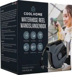 CoolHome - Wandslangenbox 20 Meter + 2 Meter - Tuinslang Met Haspel- Slangenhouder 180° Draaibaar - Tuinslanghaspel Zwart - Grijs -Tuin En Buiten 1146x1200 2