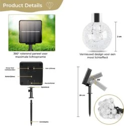 Homèlle Solar Lichtsnoer - 20 LED - 3 + 2 Meter - Warm-wit - ø2cm - Tuinverlichting Op Zonne-energie - Kerstverlichting - Buitenverlichting - Lichtslinger - Lampjes Slinger - Cristal -Tuin En Buiten 1187x1200 1