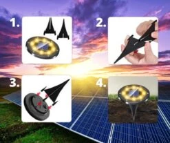 Q-Mate 4 X LED Solar Grondspot Zwart - Solar Tuinverlichting - Buitenlamp - Tuinverlichting Op Zonne-Energie -Tuin En Buiten 1200x1008
