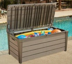 Keter Brushwood Opbergbox - Kussenbox - 455L - 145x69,7x60,3cm - Taupe -Tuin En Buiten 1200x1057