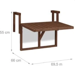 Relaxdays Balkontafel Inklapbaar - Klaptafel Balkon - Tafel Reling - Hangtafel Hout -Tuin En Buiten 1200x1060