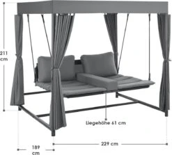 Schommelbank / Ligbank Kassandra - Donkergrijs -Tuin En Buiten 1200x1081