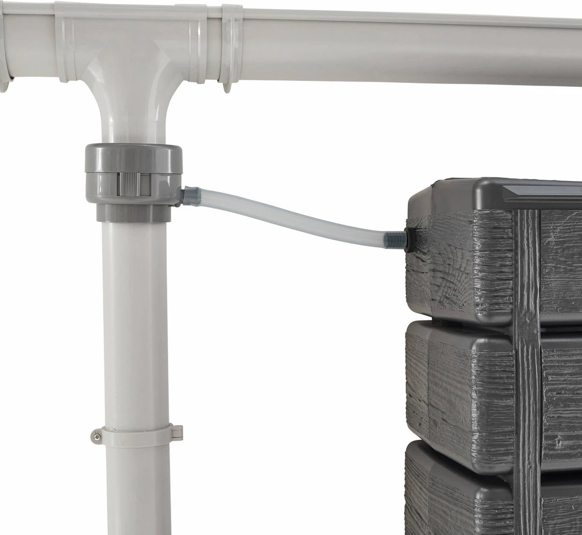 Regenton Muurtank, Grandval 300L, Antraciet Kunststof, Imitatiehout, Met Gootaansluitset Inbegrepen 2 Regenton Muurtank, Grandval 300L, Antraciet Kunststof, Imitatiehout, Met Gootaansluitset Inbegrepen - Afbeelding 2