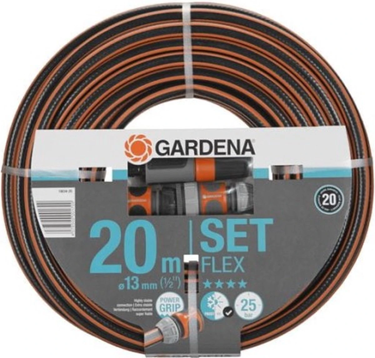 GARDENA - Comfort FLEX - 6-delige Tuinslangset Tuinslang - 20 Meter - 13 Mm 1 GARDENA - Comfort FLEX - 6-delige Tuinslangset Tuinslang - 20 Meter - 13 Mm