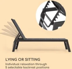 Blumfeldt Renazzo Lounge Ligstoel - Ligbed Voor De Tuin - Aluminium Tuinstoel - 6 Standen - Waterafstotend - Bekleding Van 70 % Pvc En 30 % Polyetheen - Zwart -Tuin En Buiten 1200x1157