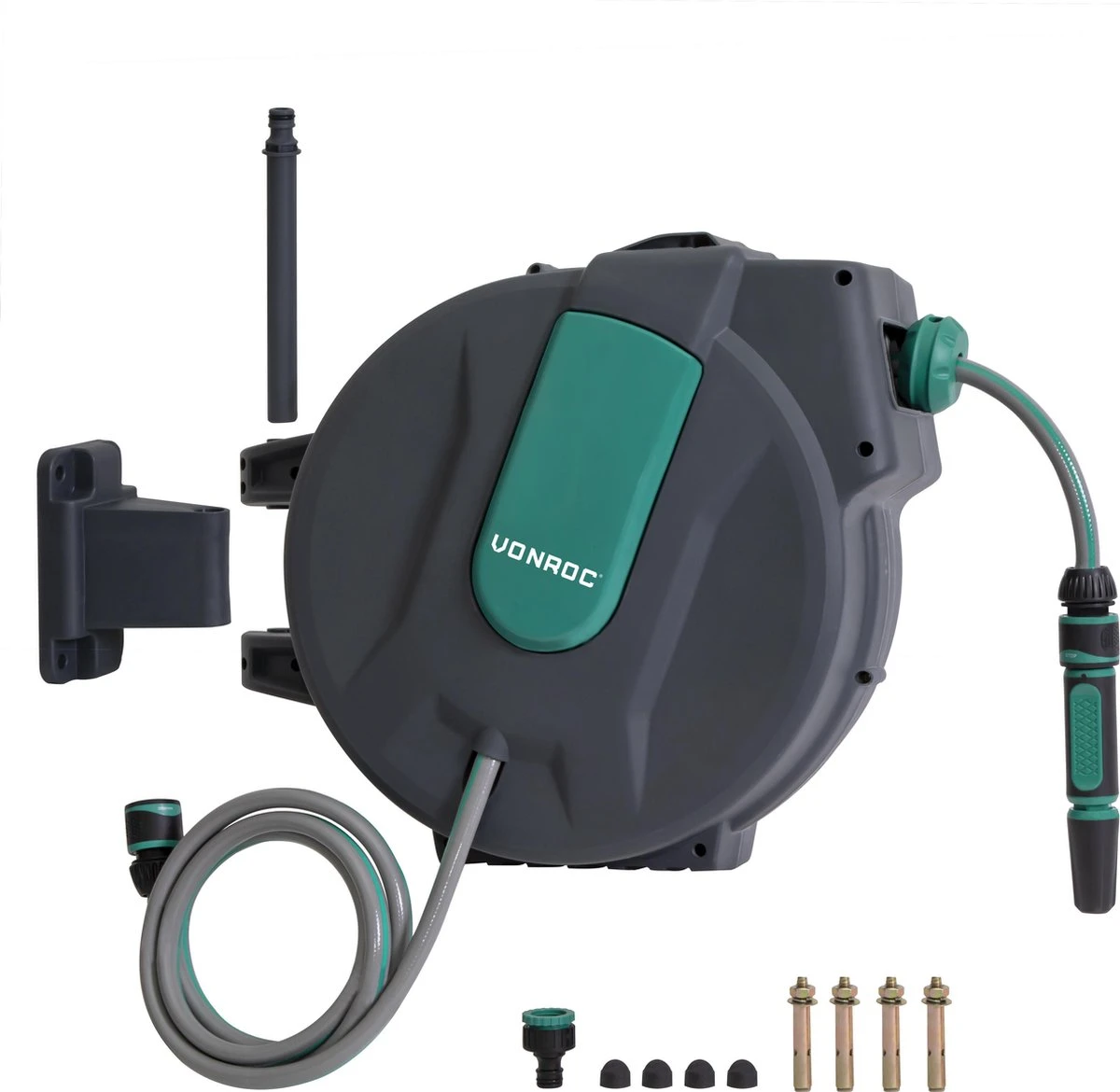 VONROC Automatische Slanghaspel – Incl. 25m Tuinslang, Aansluitslang, Spuitstuk, Koppelingen & Kraanaansluiting 8 VONROC Automatische Slanghaspel – Incl. 25m Tuinslang, Aansluitslang, Spuitstuk, Koppelingen & Kraanaansluiting - Afbeelding 8