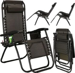 Springos Tuinstoel | Ligstoel | Opvouwbaar | Verstelbaar | Ergonomische Hoofdsteun | Bruin / Zwart -Tuin En Buiten 1200x1171