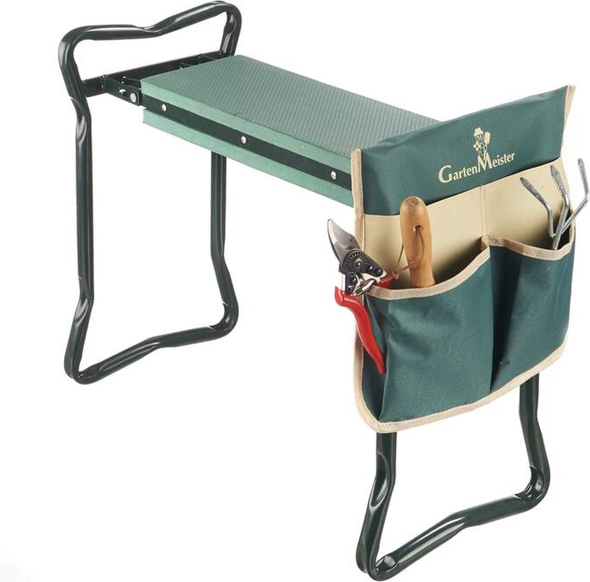 GartenMeister 2 In 1 XXL Zit- En Kniebank - Belastbaar Tot 150 Kg - Inclusief Praktische Gereedschapstas 1 GartenMeister 2 In 1 XXL Zit- En Kniebank - Belastbaar Tot 150 Kg - Inclusief Praktische Gereedschapstas