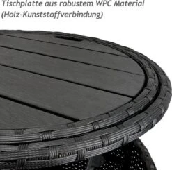 Casaria Polyrattan Zonne-Eiland Ø185cm – Incl. Kussens - Zwart Crème -Tuin En Buiten 1200x1189 1