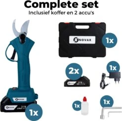 NovarGarden® Elektrische Snoeischaar NG1 - 2x Accu - Elektrisch - Takkenschaar - Op Batterij - 28mm -Tuin En Buiten 1200x1189 2
