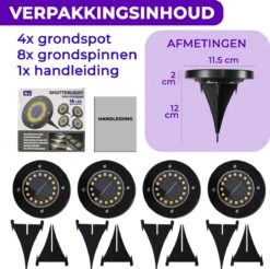 Shutterlight® 16 LED Solar Grondspot - Tuinverlichting - Zonlichtsensor - Zonne-energie - Matte Zwart - Warm Wit Licht - 4 Stuks - Buiten 15 Shutterlight® 16 LED Solar Grondspot - Tuinverlichting - Zonlichtsensor - Zonne-energie - Matte Zwart - Warm Wit Licht - 4 Stuks - Buiten -Tuin En Buiten 1200x1194 2