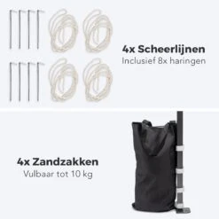 LifeGoods Partytent - 3x3 M - Zijwanden - Easy Up - Opvouwbaar - Waterdicht - Draagtas Met Wieltjes - Beige -Tuin En Buiten 1200x1200 121