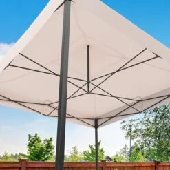 LifeGoods Partytent - 3x3 M - Zijwanden - Easy Up - Opvouwbaar - Waterdicht - Draagtas Met Wieltjes - Beige -Tuin En Buiten 1200x1200 124