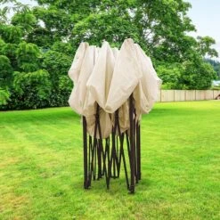 LifeGoods Partytent - 3x3 M - Zijwanden - Easy Up - Opvouwbaar - Waterdicht - Draagtas Met Wieltjes - Beige -Tuin En Buiten 1200x1200 126