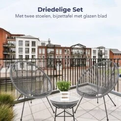 LifeGoods Acapulco Bistroset - 3-Delig - Tuinset Met Bijzettafel - Grijs -Tuin En Buiten 1200x1200 192