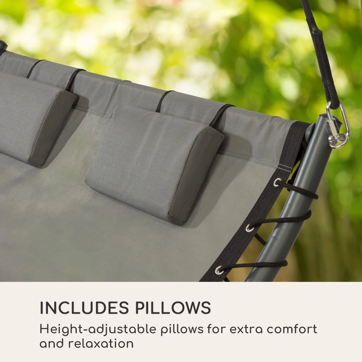 Blumfeldt Palermo Schommelbank - Hollywoodschommel 130 X 207 Cm - Ligbed Met Dak - Schommelstoel Voor 2 Personen - Tuinbank Inclusief Nekkussens - Stalen Frame En Polyester Dak - Grijs 6 Blumfeldt Palermo Schommelbank - Hollywoodschommel 130 X 207 Cm - Ligbed Met Dak - Schommelstoel Voor 2 Personen - Tuinbank Inclusief Nekkussens - Stalen Frame En Polyester Dak - Grijs - Afbeelding 6