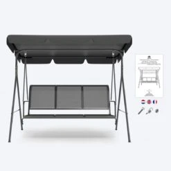 LifeGoods Schommelbank - 3-zits - Tot 250KG - Kantelbaar Dak - UV-bestendig Zonnescherm - 172x104x162cm - Grijs 16 LifeGoods Schommelbank - 3-zits - Tot 250KG - Kantelbaar Dak - UV-bestendig Zonnescherm - 172x104x162cm - Grijs -Tuin En Buiten 1200x1200 223