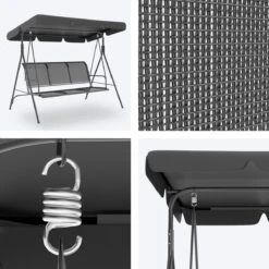 LifeGoods Schommelbank - 3-zits - Tot 250KG - Kantelbaar Dak - UV-bestendig Zonnescherm - 172x104x162cm - Grijs 17 LifeGoods Schommelbank - 3-zits - Tot 250KG - Kantelbaar Dak - UV-bestendig Zonnescherm - 172x104x162cm - Grijs -Tuin En Buiten 1200x1200 224