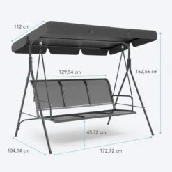 LifeGoods Schommelbank - 3-zits - Tot 250KG - Kantelbaar Dak - UV-bestendig Zonnescherm - 172x104x162cm - Grijs 19 LifeGoods Schommelbank - 3-zits - Tot 250KG - Kantelbaar Dak - UV-bestendig Zonnescherm - 172x104x162cm - Grijs -Tuin En Buiten 1200x1200 226
