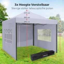 LifeGoods Partytent - 3x3 M - Zijwanden - Easy Up - Opvouwbaar - Waterdicht - Draagtas Met Wieltjes - Donkergrijs 23 LifeGoods Partytent - 3x3 M - Zijwanden - Easy Up - Opvouwbaar - Waterdicht - Draagtas Met Wieltjes - Donkergrijs -Tuin En Buiten 1200x1200 23