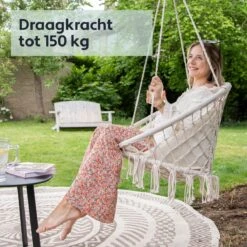 Vita5 Macramé Hangstoel - Voor Binnen En Buiten - Zonder Standaard - Incl. Kussen, Boekenvak En Beschermhoes - Tot 150kg - Beige 16 Vita5 Macramé Hangstoel - Voor Binnen En Buiten - Zonder Standaard - Incl. Kussen, Boekenvak En Beschermhoes - Tot 150kg - Beige -Tuin En Buiten 1200x1200 244
