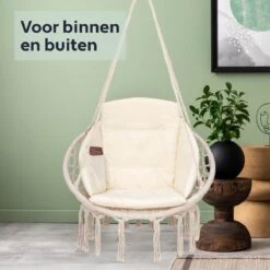 Vita5 Macramé Hangstoel - Voor Binnen En Buiten - Zonder Standaard - Incl. Kussen, Boekenvak En Beschermhoes - Tot 150kg - Beige 17 Vita5 Macramé Hangstoel - Voor Binnen En Buiten - Zonder Standaard - Incl. Kussen, Boekenvak En Beschermhoes - Tot 150kg - Beige -Tuin En Buiten 1200x1200 245