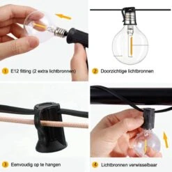 A Sunny Day Solar Lichtsnoer Buiten Inclusief 25 LED Lampen Voor Buiten - Lichtsnoer Op Zonne-energie - 25 LED Lampen - Solar Tuinverlichting - Lichtslinger - Prikkabel - Priklicht - Lichtsnoer -Tuin En Buiten 1200x1200 298