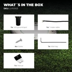 Ledvion Leo - LED Grondspot - 1m Kabel - RVS Geborsteld - Rond - GU10 Fitting - IP67 -Tuin En Buiten 1200x1200 312