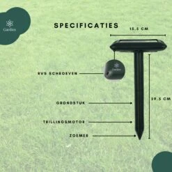 Gardies 2 Stuks Ultrasone Mollenverjager - Oplaadbare Batterijen & Zonne-Energie - Waterdichte Mollenbestrijding - 100% Diervriendelijk -Tuin En Buiten 1200x1200 332