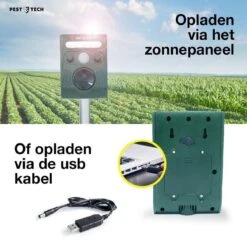 Pest-Tech PT-221 | Ultrasone Kattenverjager Op Zonneenergie | Kattenschrik | Marterverjager | Dierenverjager | Kattenafweermiddel | Ongedierte Verjager - Met USB Oplaadkabel -Tuin En Buiten 1200x1200 345