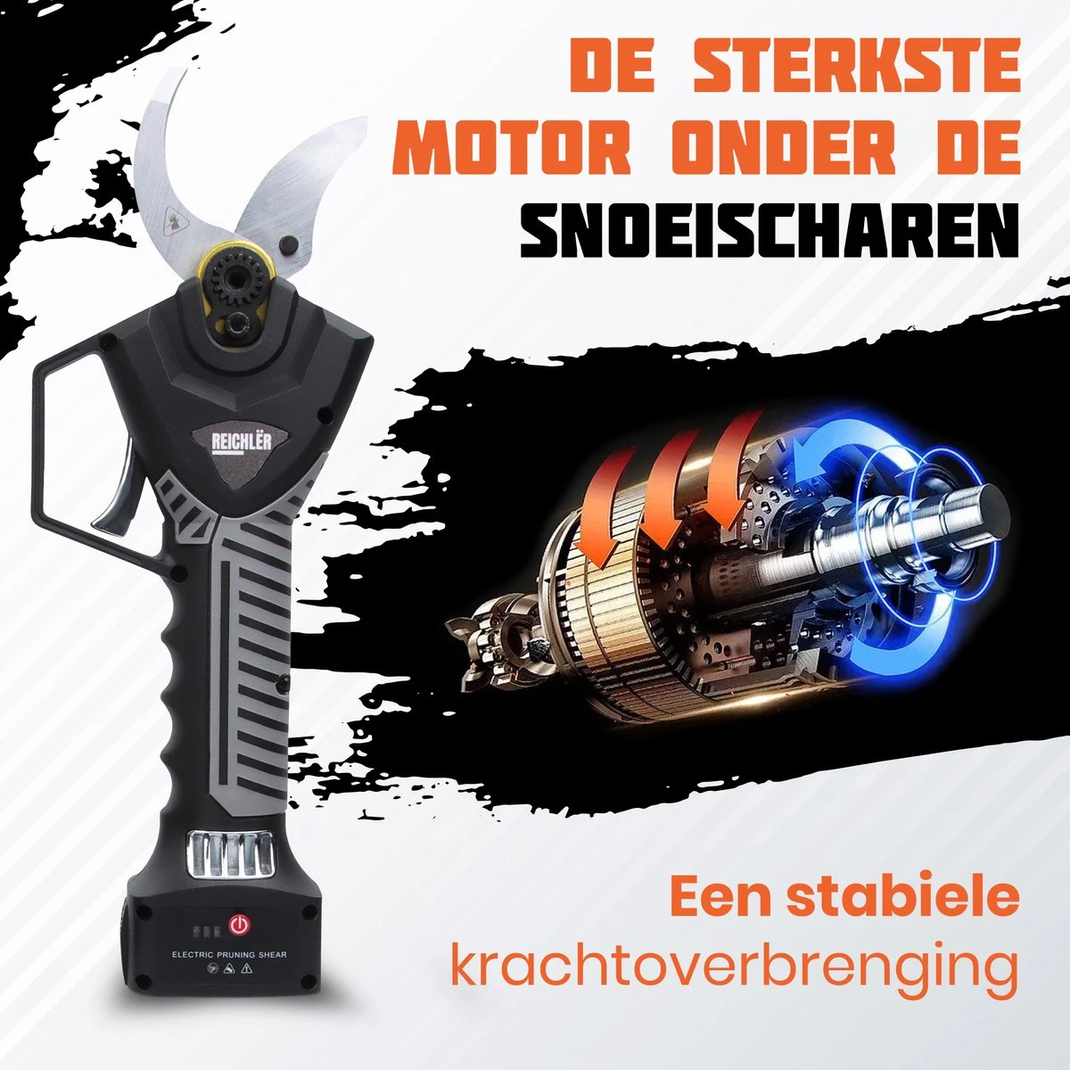 Reichlër® Elektrische Snoeischaar - 40 Mm Snijdiameter - 2x Accu - Anti-cut Functie - Heggenschaar - Takkenschaar - Zwart 7 Reichlër® Elektrische Snoeischaar - 40 Mm Snijdiameter - 2x Accu - Anti-cut Functie - Heggenschaar - Takkenschaar - Zwart - Afbeelding 7
