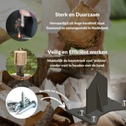 Miseru Houtklover – Geen Bijl Nodig – No Axe - Houtsplijter – Houtkliever – HANDMADE In Holland - Houtklover Voor Aanmaakhout – Metaal -Tuin En Buiten 1200x1200 405