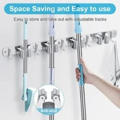 BOTC Bezemhouder - 5 Houders 6 Haken Bezem Ophangsysteem - Zeflklevend - Opbergsysteem - Ophanghaken - Tuingereedschap - Gereedschap Opbergen -Tuin En Buiten 1200x1200 454