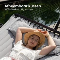 Vita5 Hangmat Met Standaard En Spreidstok – 2 Persoons – Incl. Bekerhouder - Afneembaar Kussen – Uv-bestendig – Lichtgrijs -Tuin En Buiten 1200x1200 46