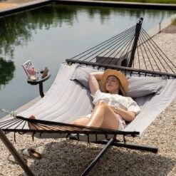 Vita5 Hangmat Met Standaard En Spreidstok – 2 Persoons – Incl. Bekerhouder - Afneembaar Kussen – Uv-bestendig – Lichtgrijs -Tuin En Buiten 1200x1200 51