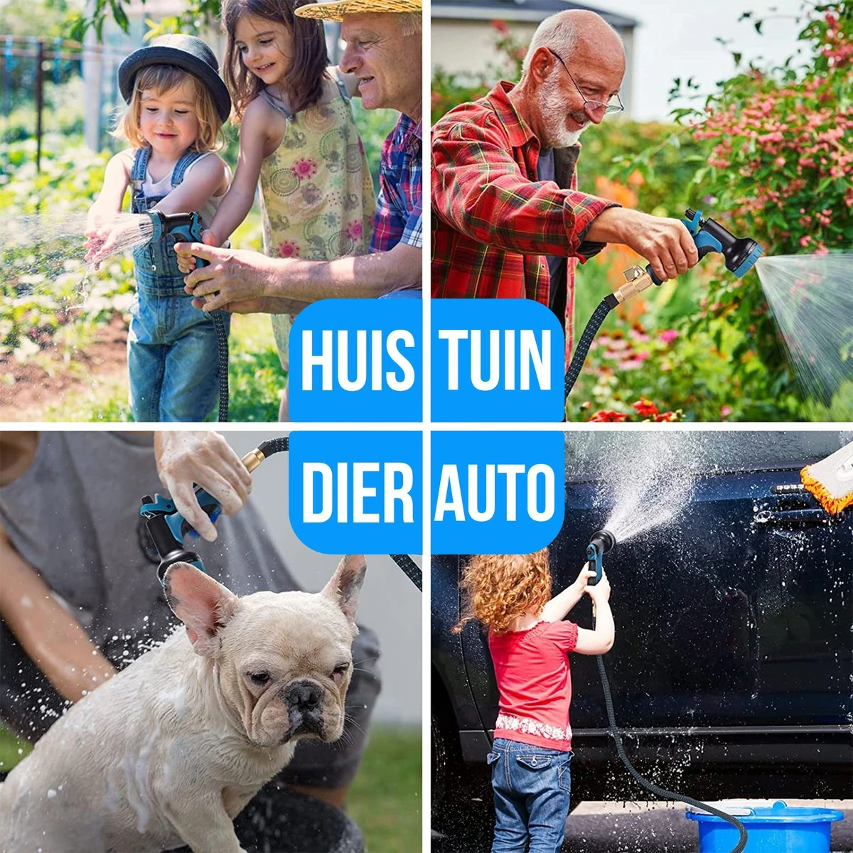 Strex Flexibele Tuinslang 15M Met Sproeikop - Uitrekbaar - Incl. Koppelingen, Ophanghaak & Opbergzak 7 Strex Flexibele Tuinslang 15M Met Sproeikop - Uitrekbaar - Incl. Koppelingen, Ophanghaak & Opbergzak - Afbeelding 7