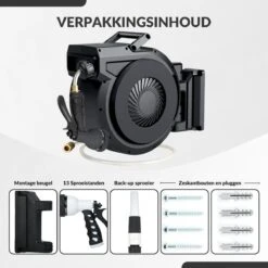 Buxibo - Wandslangenbox 20 Meter + 2 Meter - Tuinslang Met Haspel - 9 Sproei Standen - Slangenhouder 180° Draaibaar - Tuinslanghaspel Zwart+ Gratis Sproeier - Zwart -Tuin En Buiten 1200x1200 596