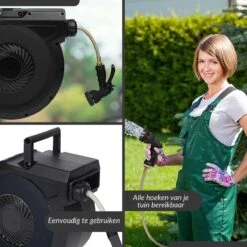 Buxibo - Wandslangenbox 20 Meter + 2 Meter - Tuinslang Met Haspel - 9 Sproei Standen - Slangenhouder 180° Draaibaar - Tuinslanghaspel Zwart+ Gratis Sproeier - Zwart -Tuin En Buiten 1200x1200 598