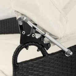 Casaria Polyrattan Zonne-Eiland Ø185cm – Incl. Kussens - Zwart Crème -Tuin En Buiten 1200x1200 6