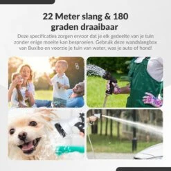 Buxibo - Wandslangenbox 20 Meter + 2 Meter - Tuinslang Met Haspel - 9 Sproei Standen - Slangenhouder 180° Draaibaar - Tuinslanghaspel Zwart+ Gratis Sproeier - Zwart -Tuin En Buiten 1200x1200 603