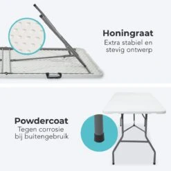 LifeGoods Klaptafel - Inklapbaar - 70x180cm - Verstelbare Vouwtafel - Weerbestendig - Wit -Tuin En Buiten 1200x1200 62