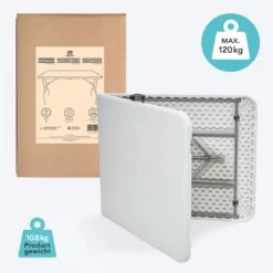 LifeGoods Klaptafel - Inklapbaar - 70x180cm - Verstelbare Vouwtafel - Weerbestendig - Wit -Tuin En Buiten 1200x1200 63