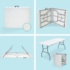 LifeGoods Klaptafel - Inklapbaar - 70x180cm - Verstelbare Vouwtafel - Weerbestendig - Wit -Tuin En Buiten 1200x1200 64