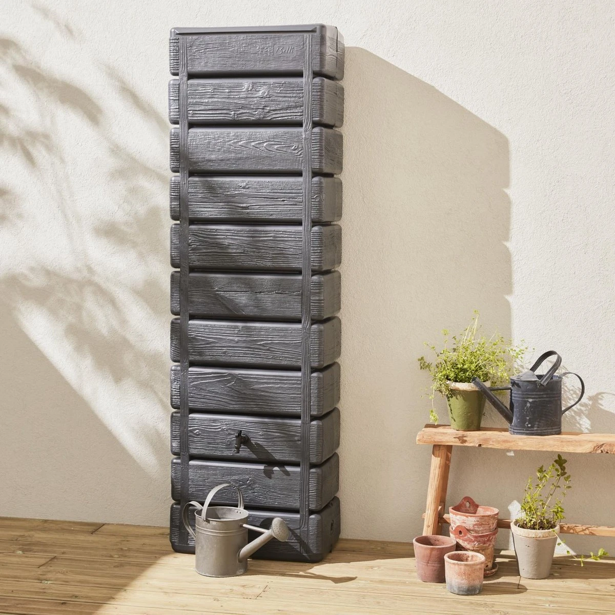 Regenton Muurtank, Grandval 300L, Antraciet Kunststof, Imitatiehout, Met Gootaansluitset Inbegrepen 5 Regenton Muurtank, Grandval 300L, Antraciet Kunststof, Imitatiehout, Met Gootaansluitset Inbegrepen - Afbeelding 5