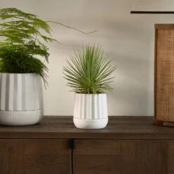 Riviera Maison Plantenbak Rond, Bloempot Met Ribbel - RM Let It Grow Planter - Wit - Porselein - Maat S -Tuin En Buiten 1200x1200 814