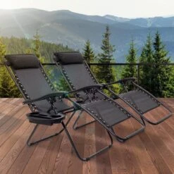 LifeGoods Opvouwbare Tuinstoelen - Verstelbaar Zonnescherm - 2 Stuks - 30°-90° Verstelbaar - Metaal - Zwart -Tuin En Buiten 1200x1200 83